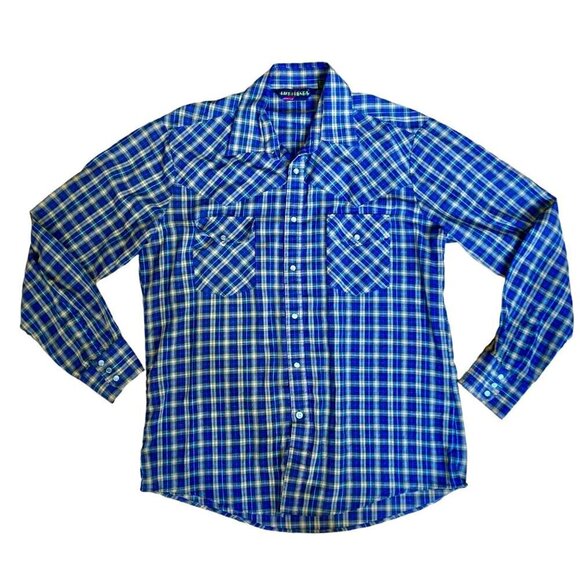 Vintage Lifetrends Long-Sleeve Western Shirt Pearl Snap Plaid Men's Size Large - Picture 1 of 6